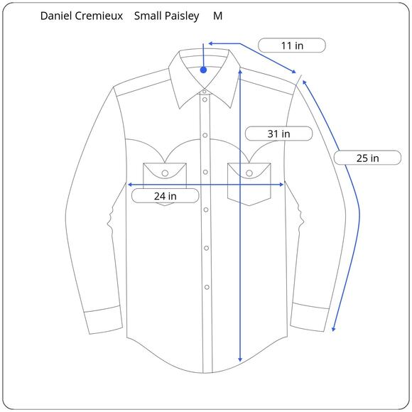 Daniel Cremieux Tailored Fit‎ Paisley Cotton Shirt Mens M Western Disco - Picture 7 of 7